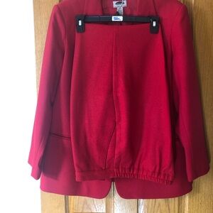 Mark Reed Vibrant Red Vintage 100% Wool Pants Suit